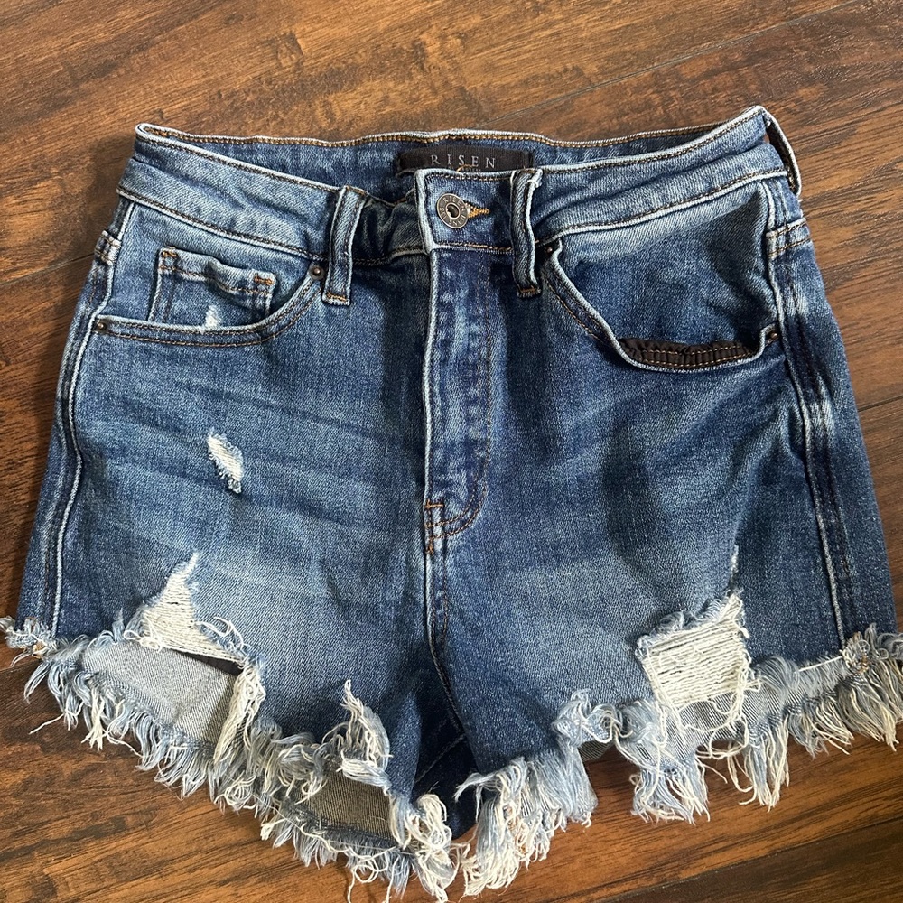 Women's Risen Blue Denim Shorts